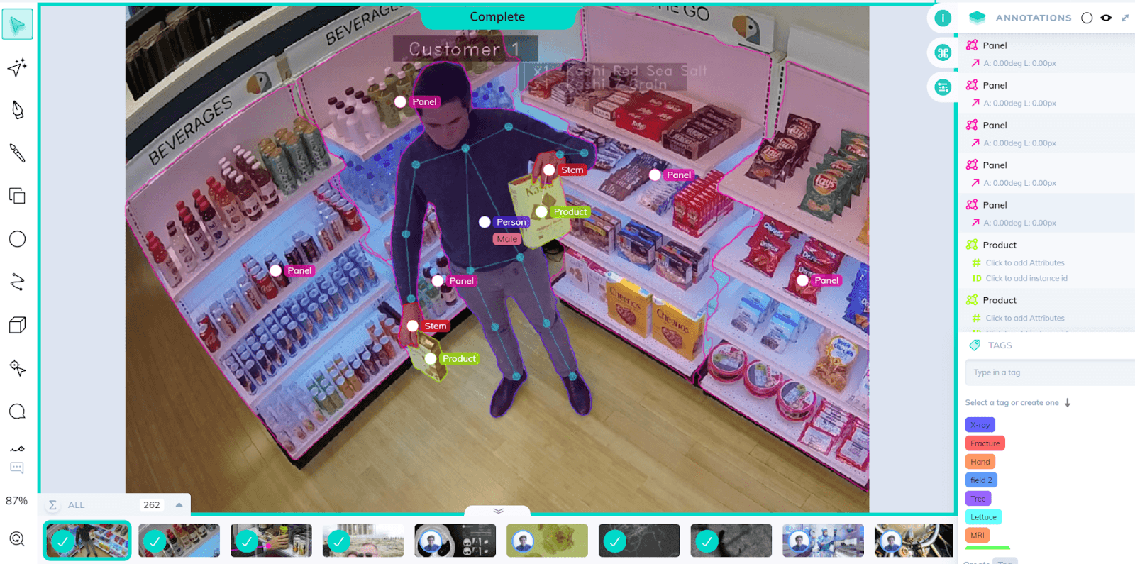 Person and product detection in a store using CCTV camera footage.