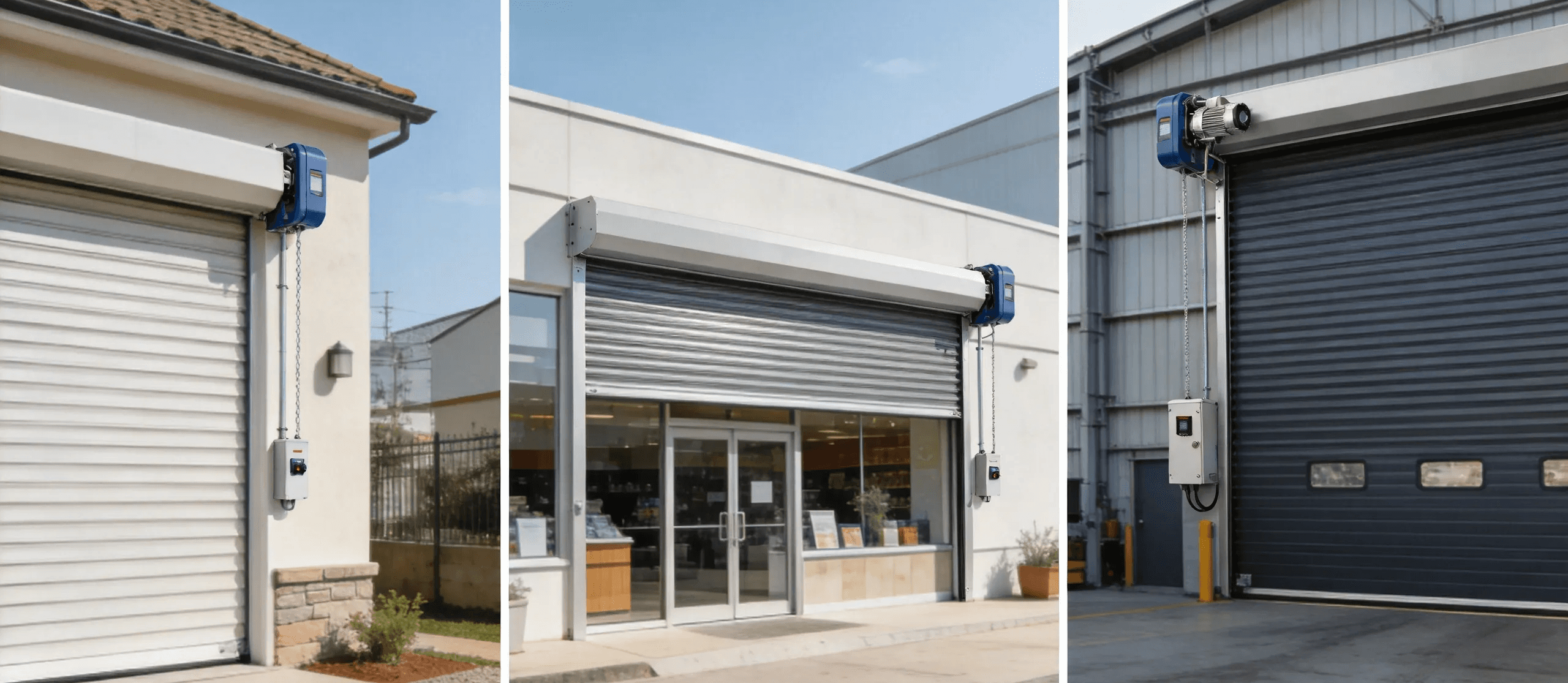 Rolling shutter motor applications in residential commercial and industrial environments