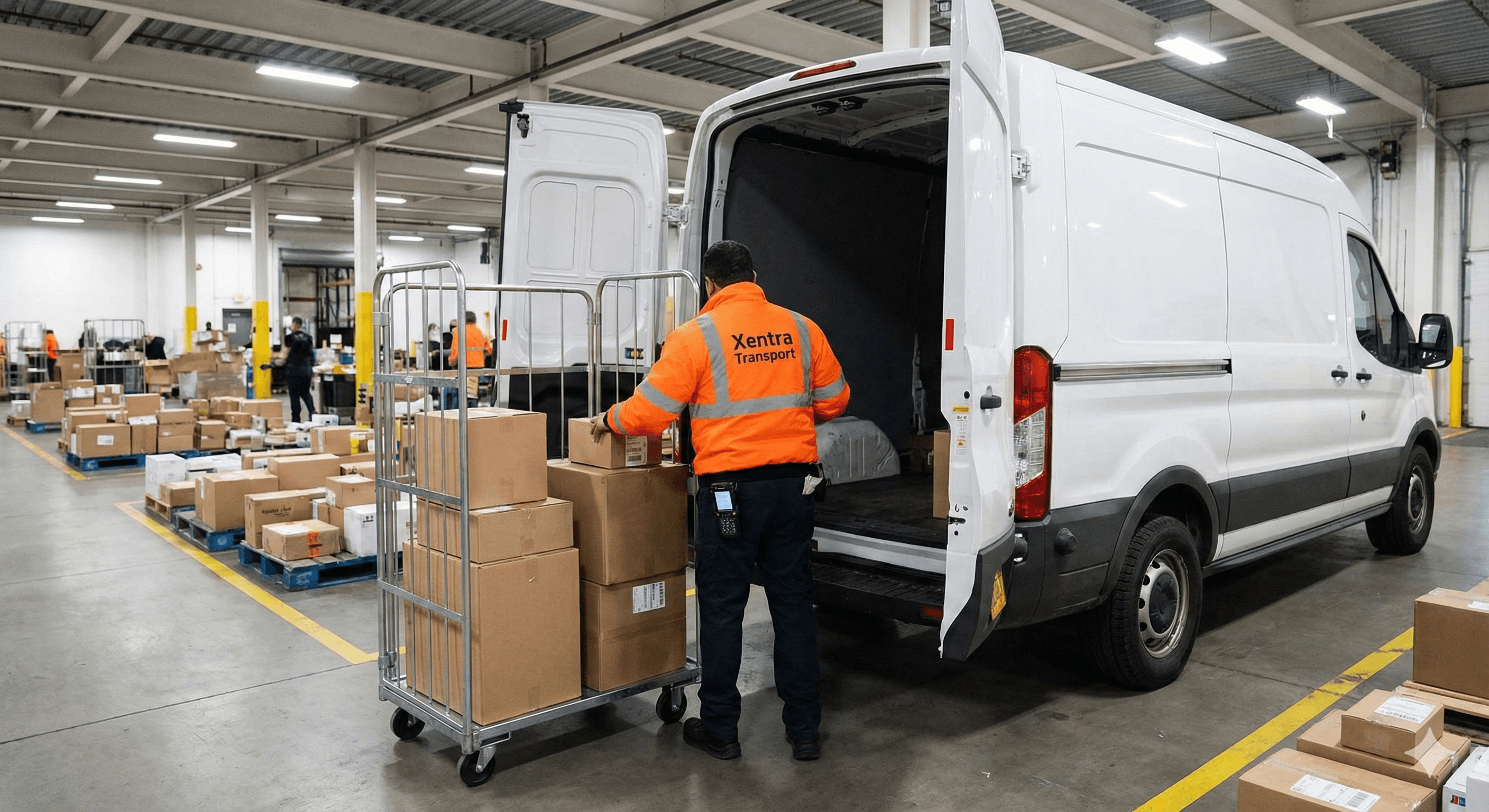 Same day courier delivering package in new york city