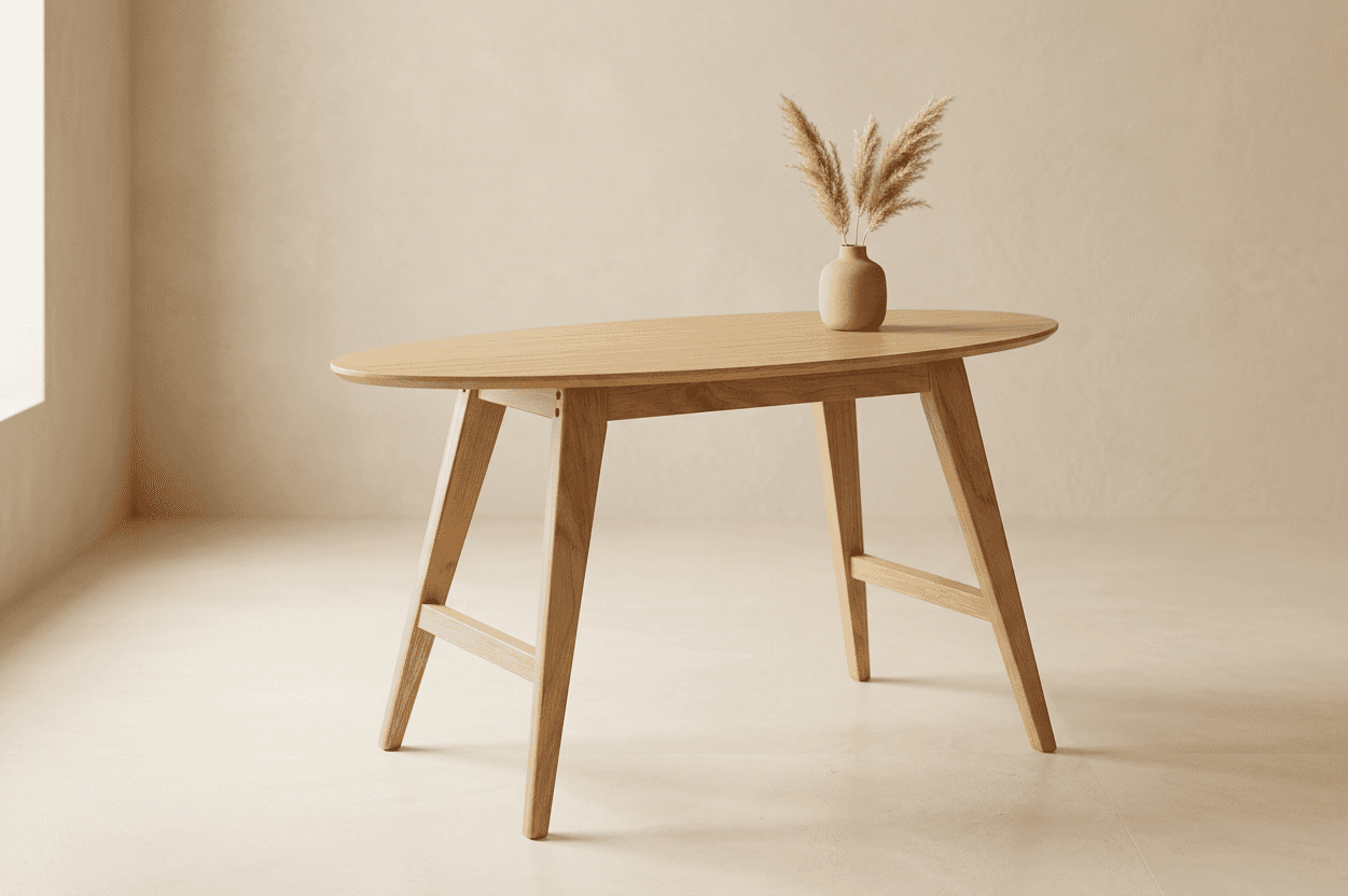 a group of stools and a table in a room