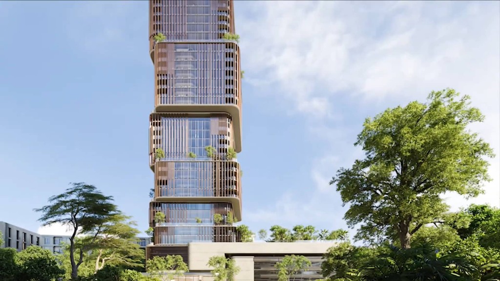 Artist's impression of the new tower at the park corner, titled "31 Above by Beyond," showcasing modern architectural design.