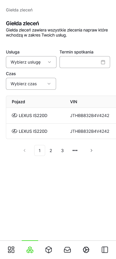 Giełda zleceń w panelu Helpan