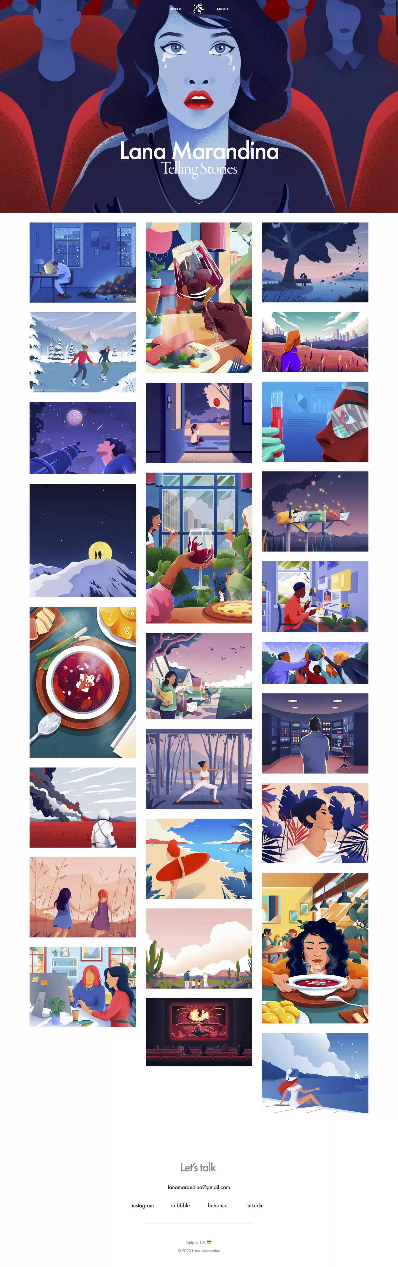 Work portfolio page screenshot showcasing Design and Art design