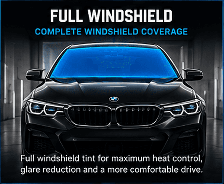 Detailtopia full windshield window tint graphic showing the ceramic film coverage option