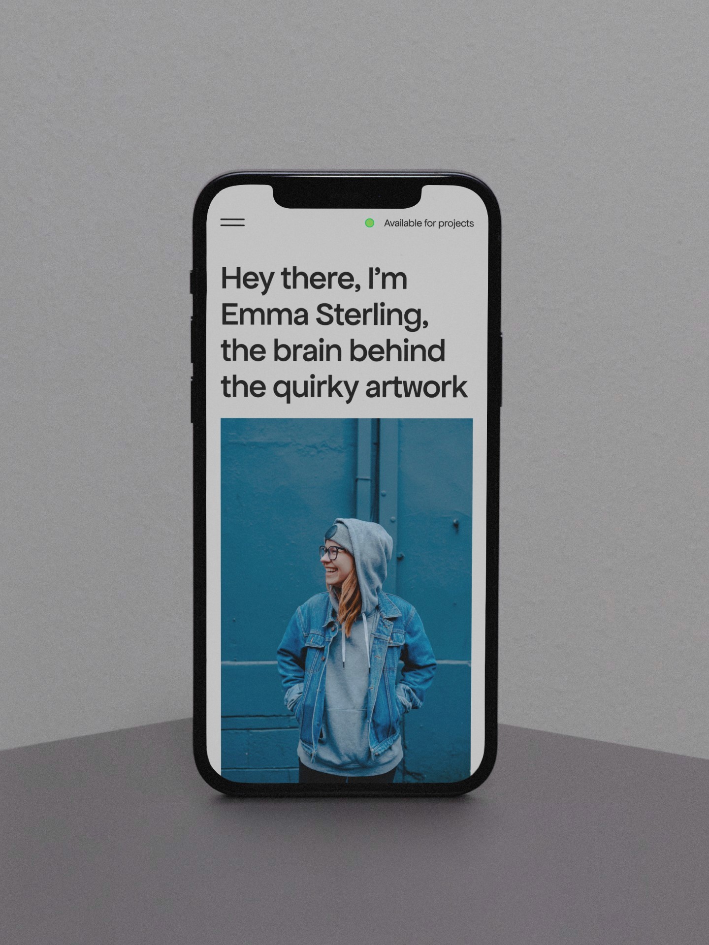 About page mockup on an iPhone