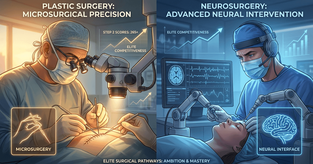 Cover: Plastic Surgery & Neurosurgery: The Most Competitive Specialties & Their Step 2 Benchmarks (2026)