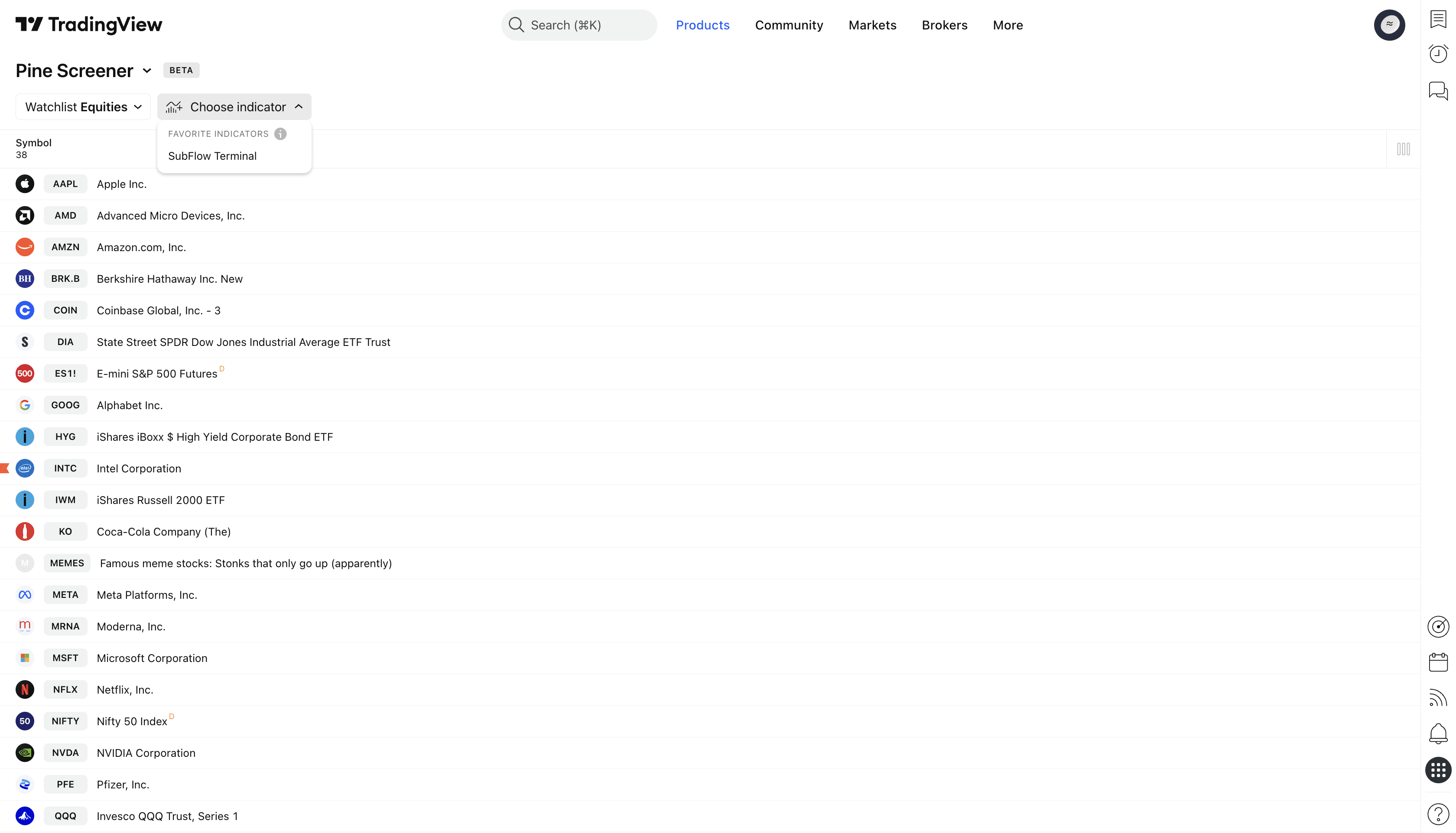 Illustration showing how to create a market scan using SubFlow Terminal with PineScreener.