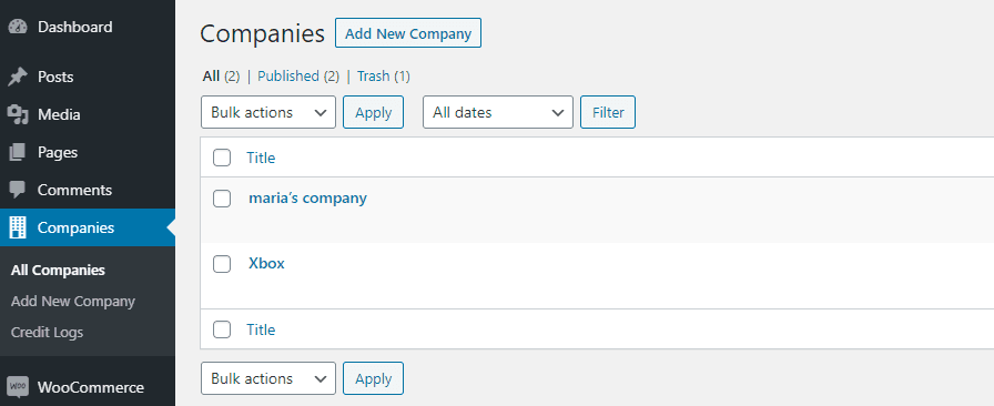 Adding Company Account