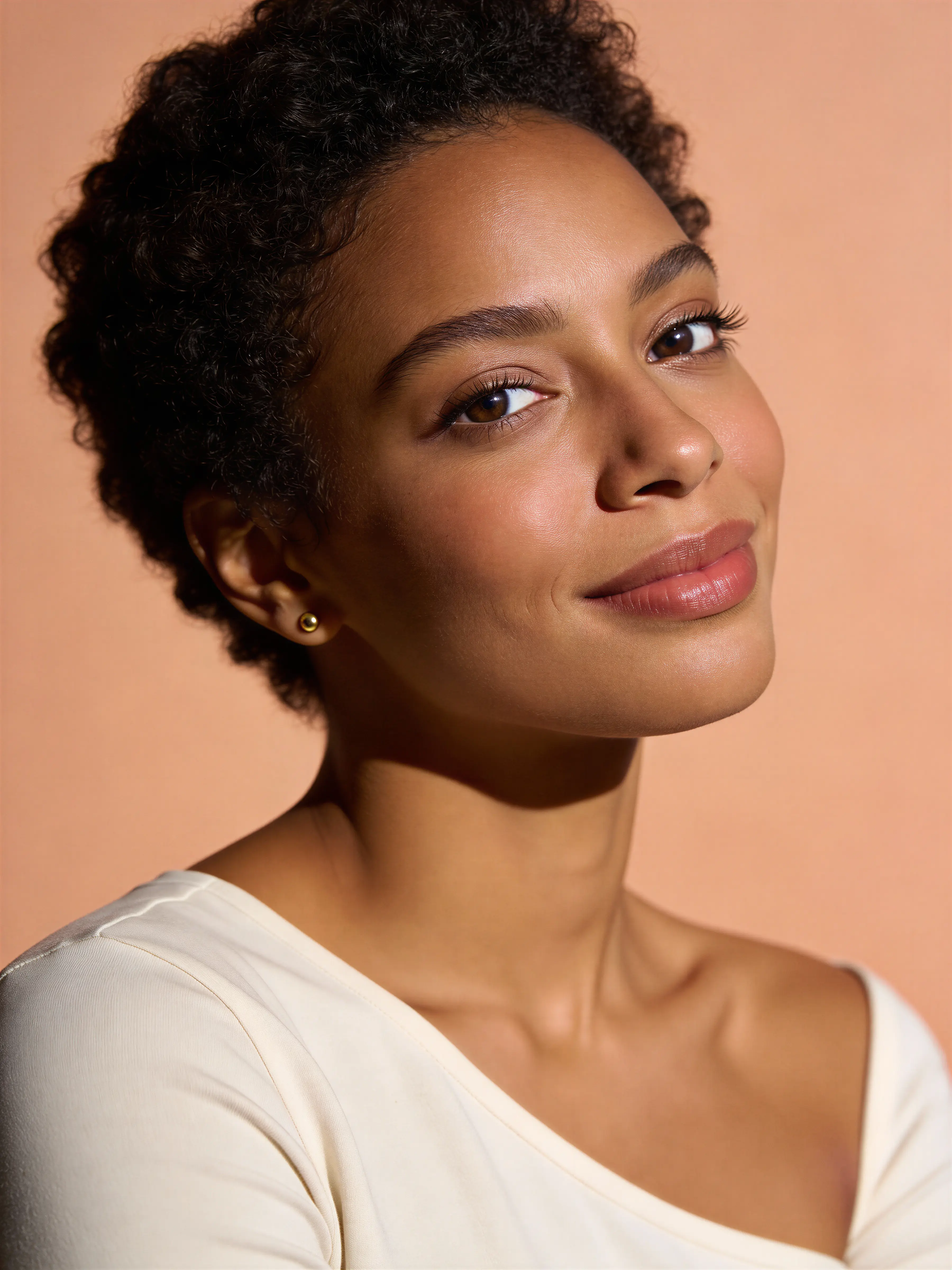 Portrait of a lady on beige background