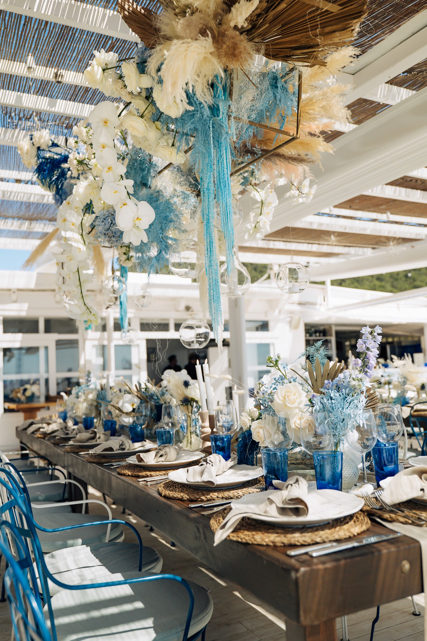 Table decorated in boho Mediterranean style