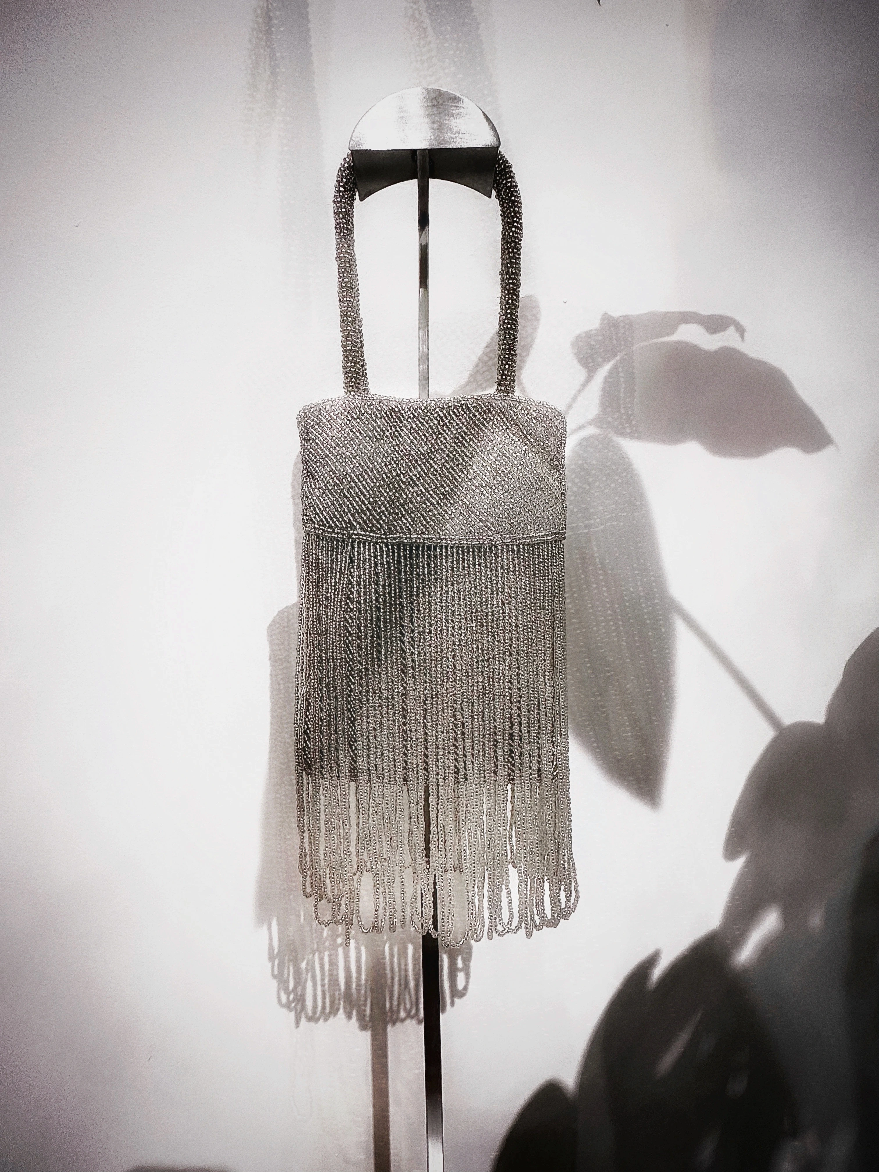 Beaded bag plays with light, shadows, motion