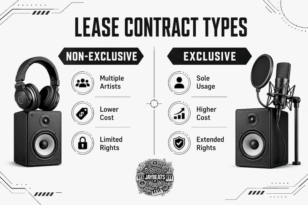 Infographic comparing non-exclusive and exclusive beat leases