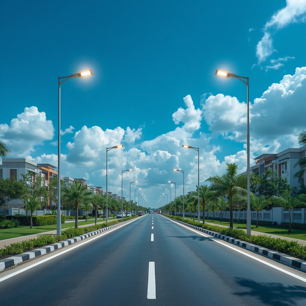 Solar street lights housing society apartment complex India Karnataka Arush Solar Tech 2026