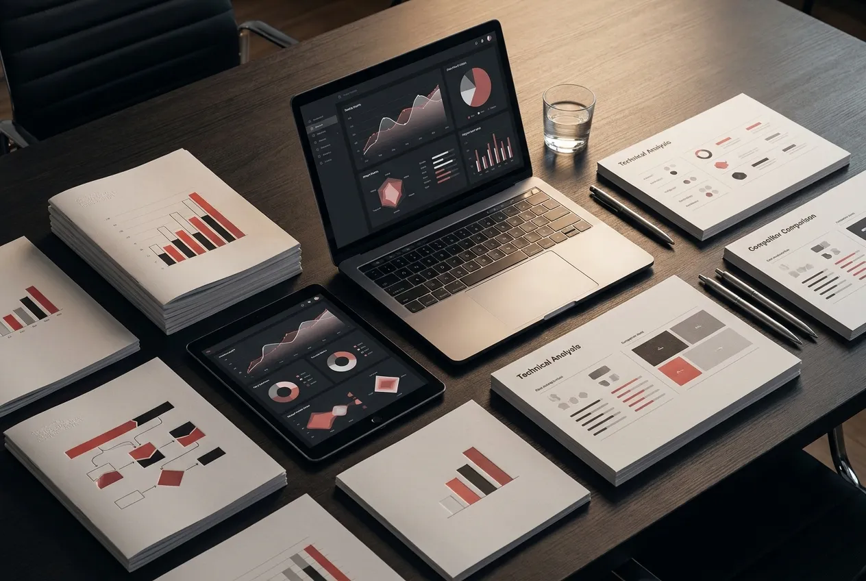 Digital Marketing setup by RockN' Socials on laptop, tablet, and phone.