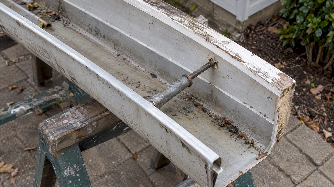 Spike and ferrule supporting a gutter section
