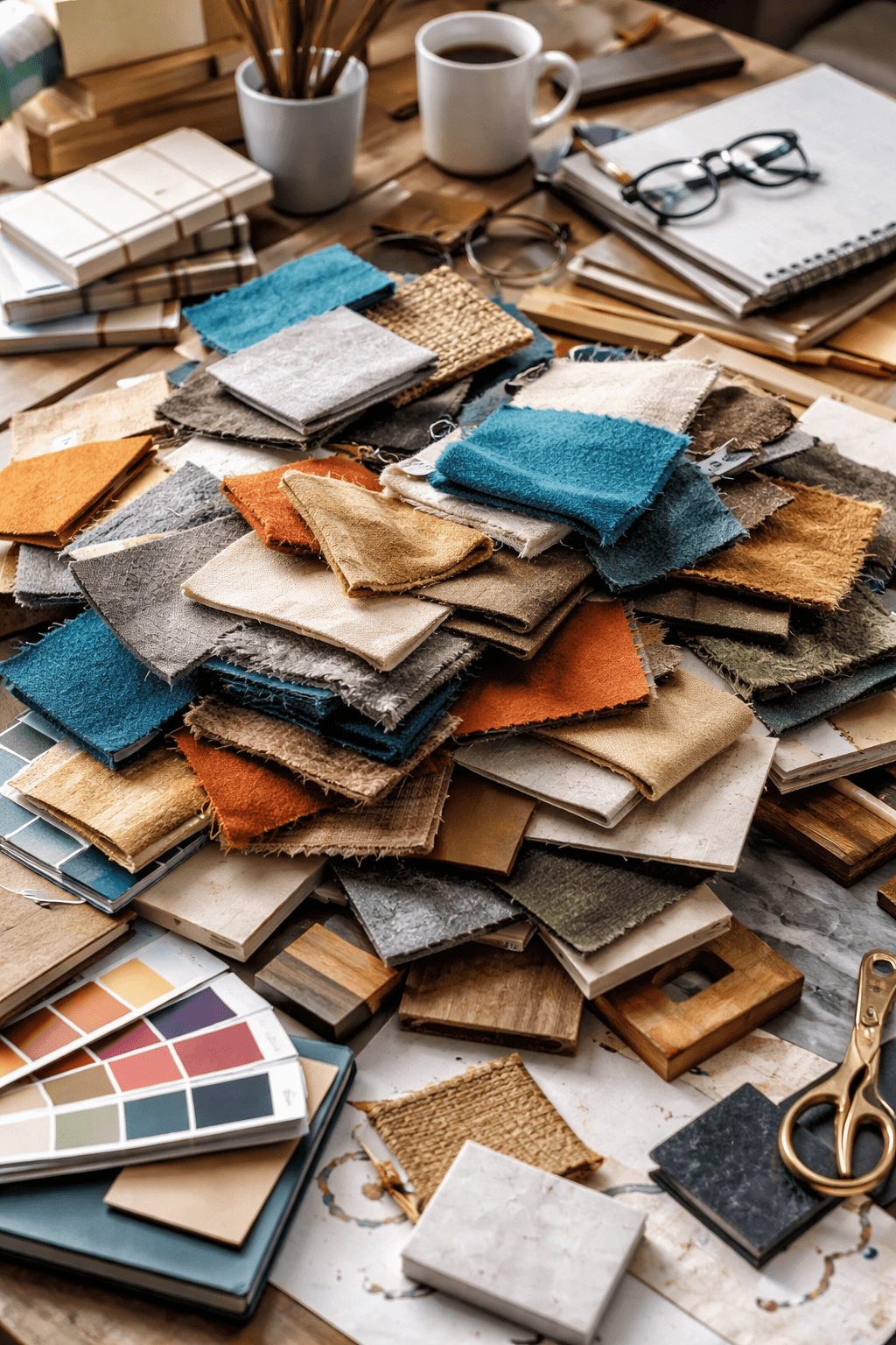 Fabric swatches in a pile