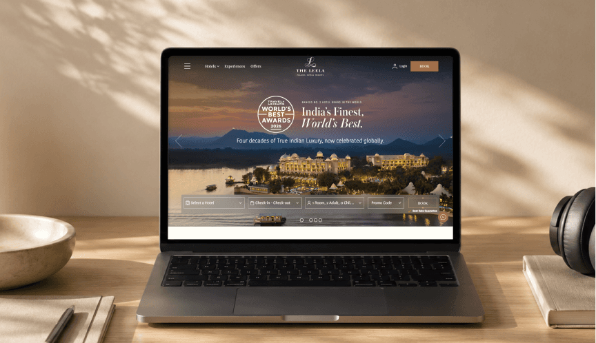 Showing Leela hotels site hero