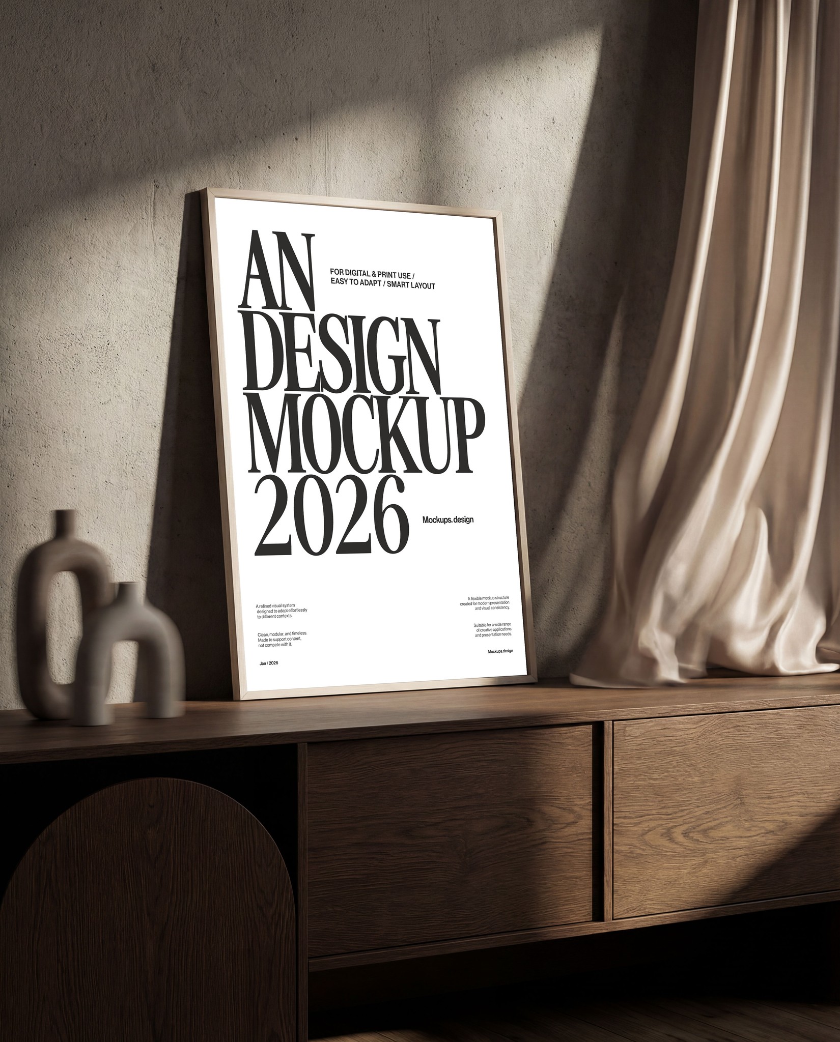 Poster mockup in office setting, professional presentation