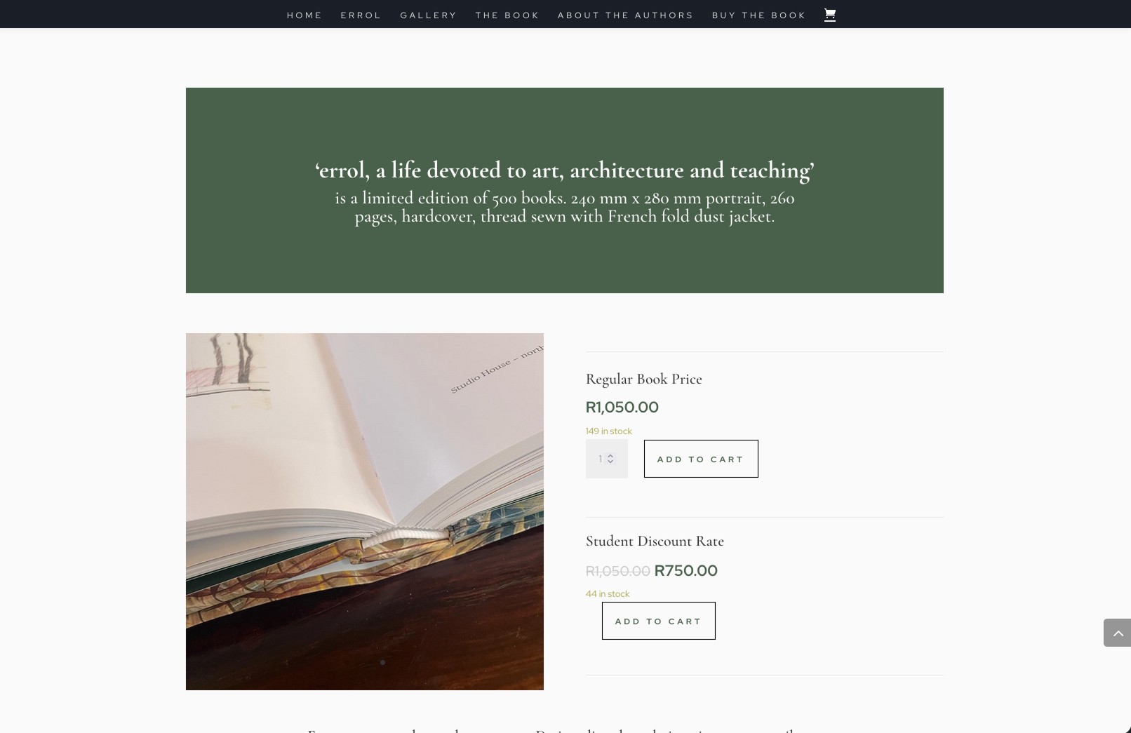 The integrated e-commerce system makes purchasing the book simple and secure, with options for regular pricing and student discounts.
