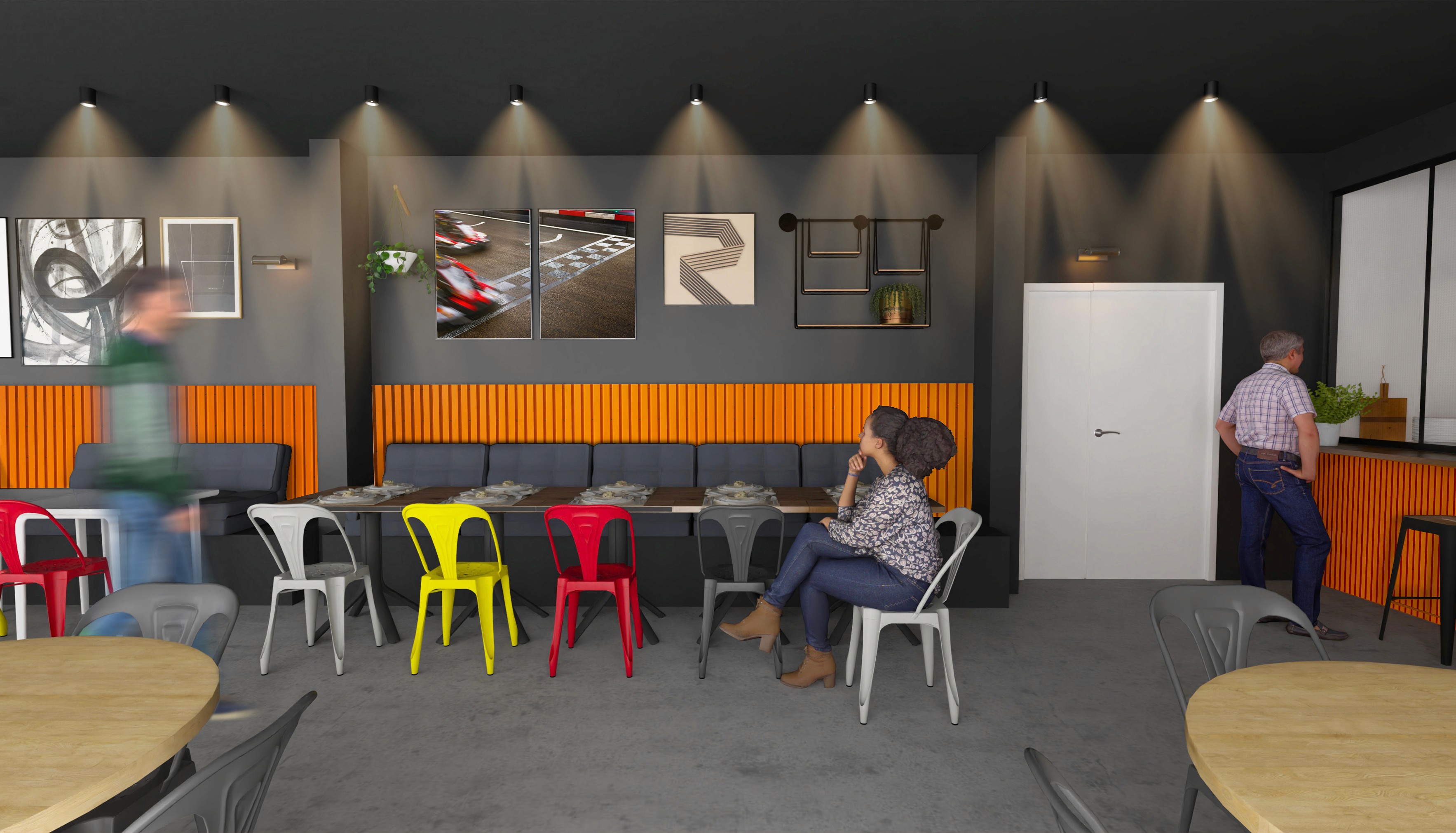 espace de restauration retravaillé du karting du mans