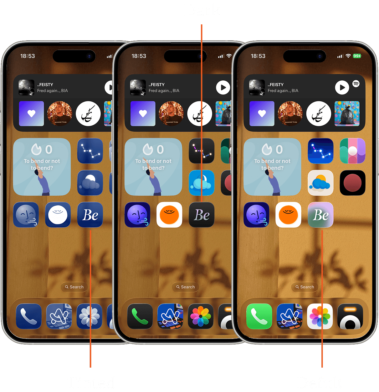 how the app icon looks in different mode