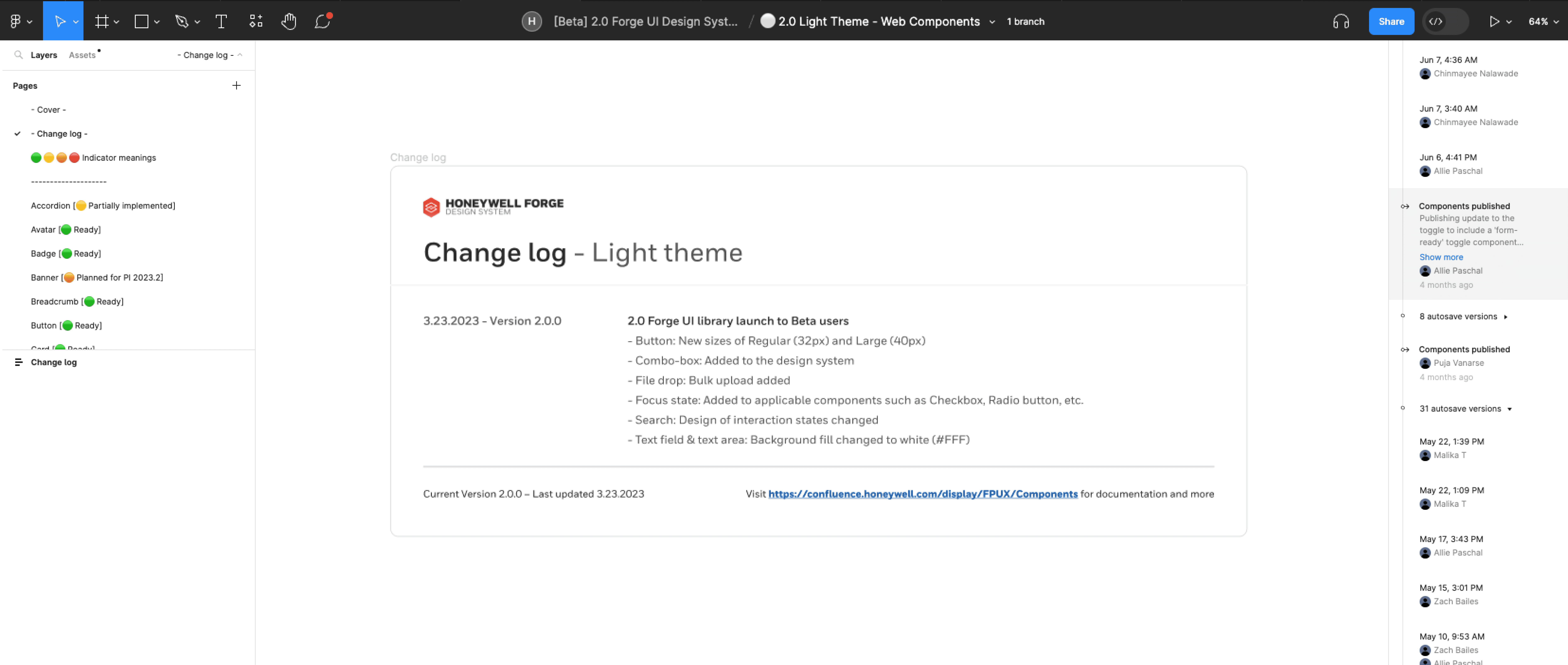 Change-log for Forge UI 2.0 in Figma