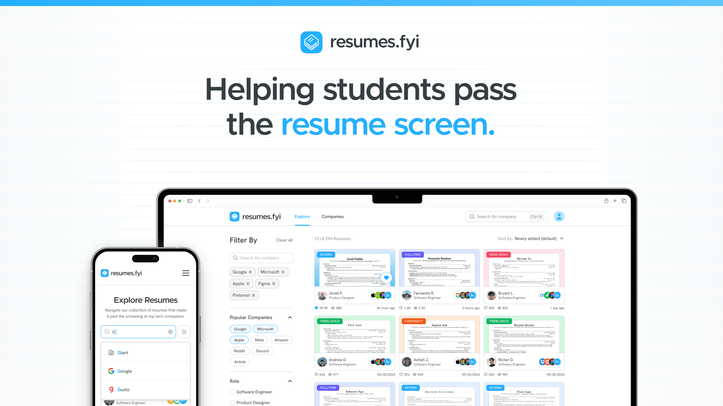 Helping students pass the resume screen, and advance in the hiring process