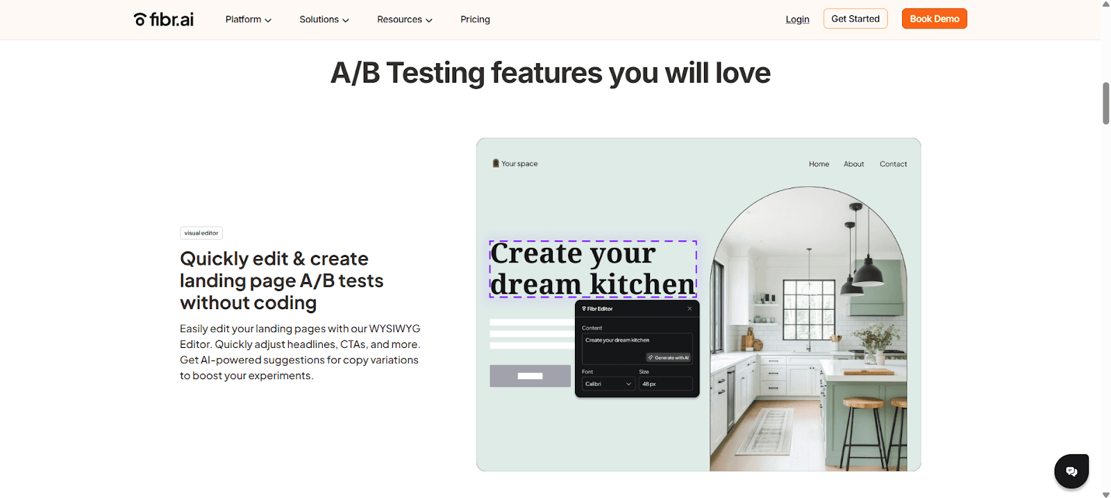 A/B testing tool with a WYSIWYG editor for easy landing page optimization.