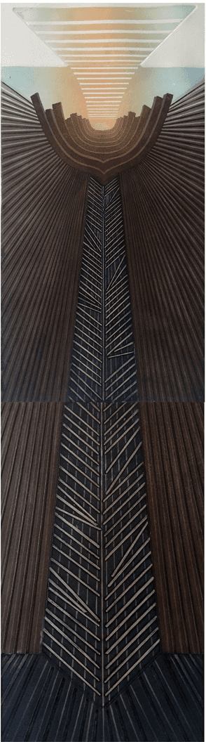 herd of sheep on road painting