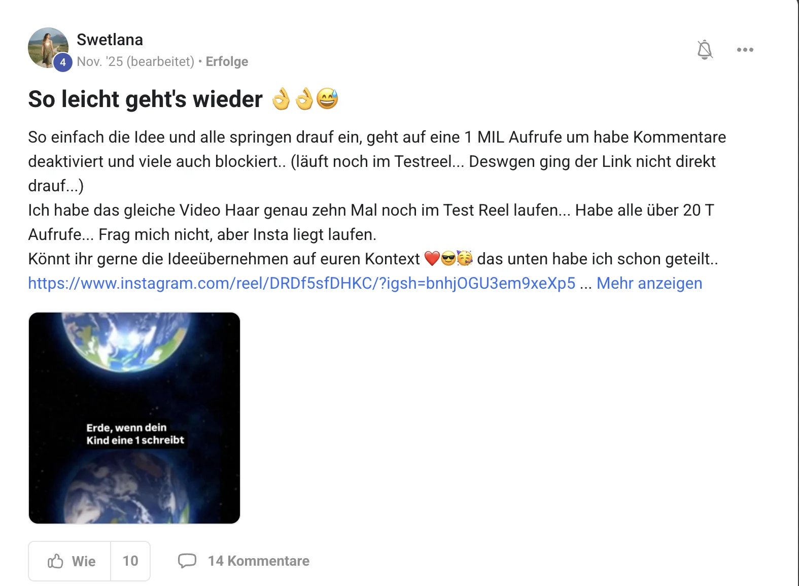 Kundenstimme KI Creator Akademie: Swetlanas virale Reel-Idee erreicht rund 1 Million Aufrufe