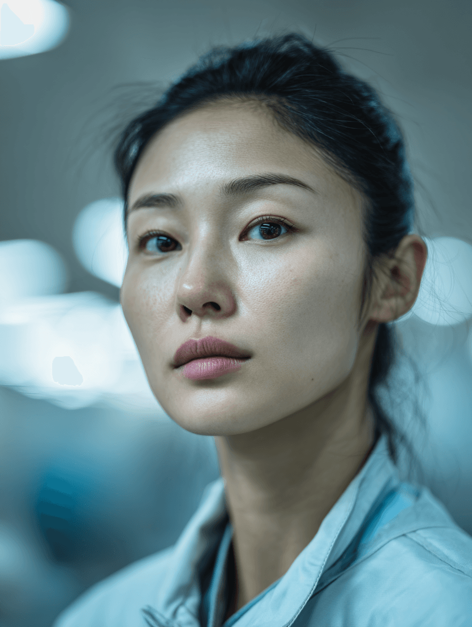 Profile portrait with natural lighting featuring long blonde hair