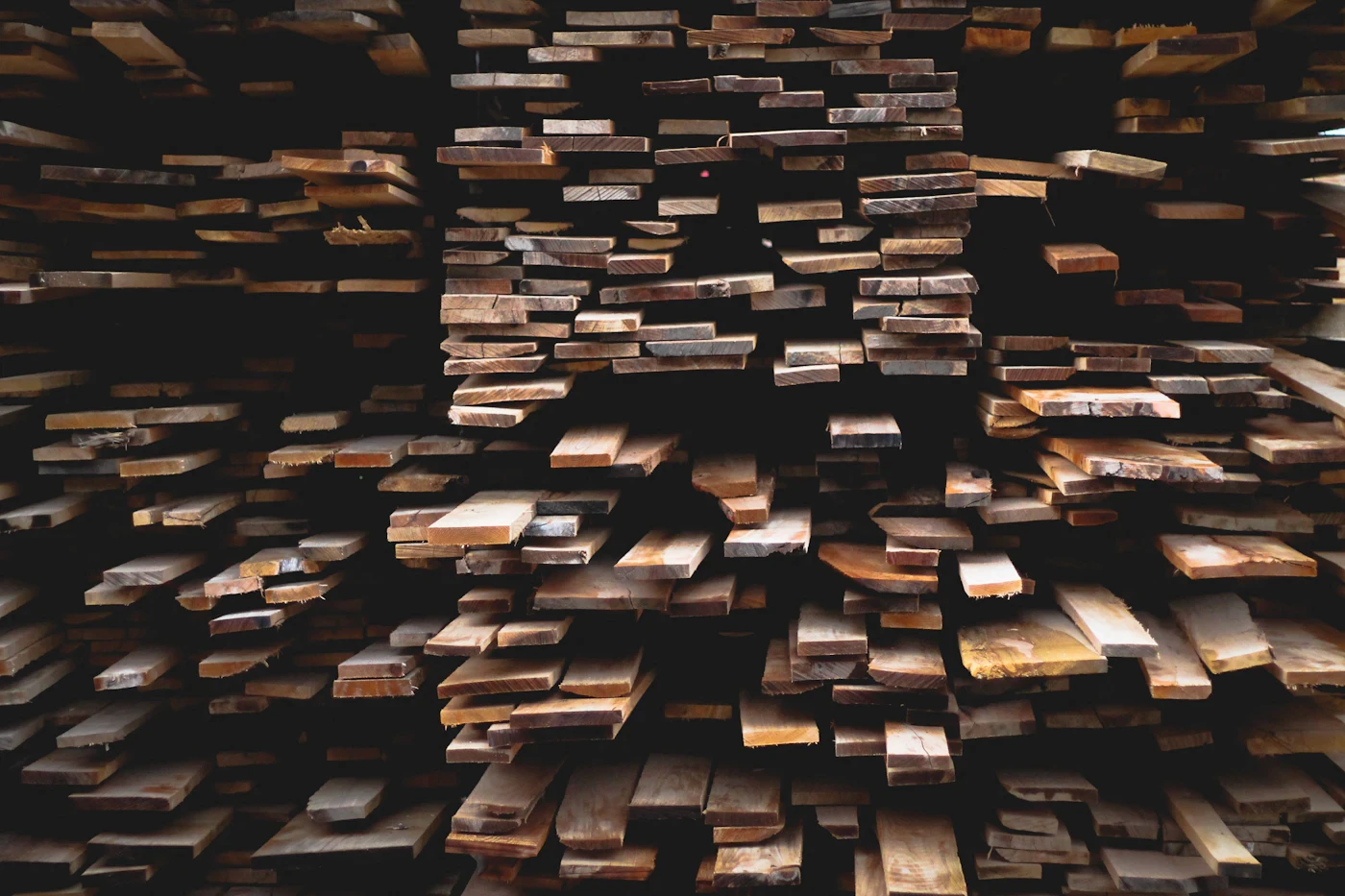 Air-dried boards, sorted by hand
