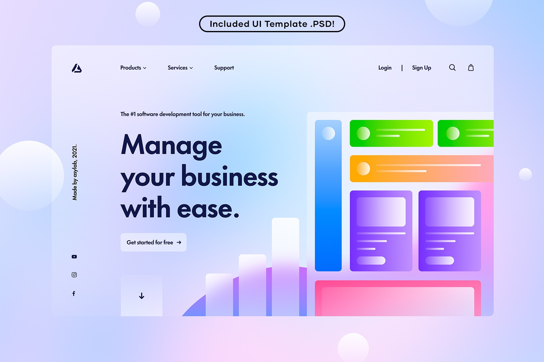 UI design template using Translucent Gradient Style backgrounds to create a sleek, modern layout.
