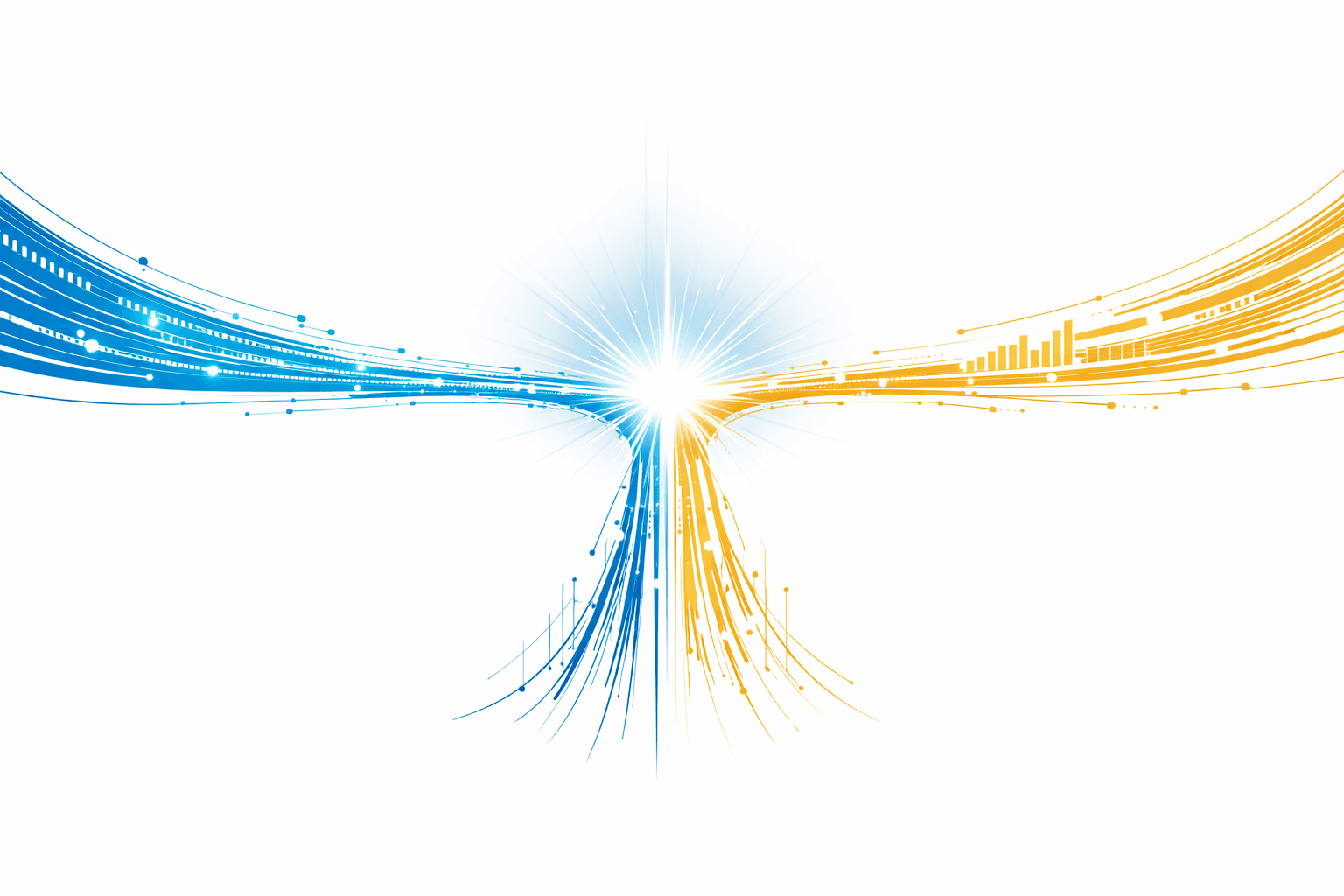 Abstract visualization of three converging forces driving the emergence of the AI-native agency model