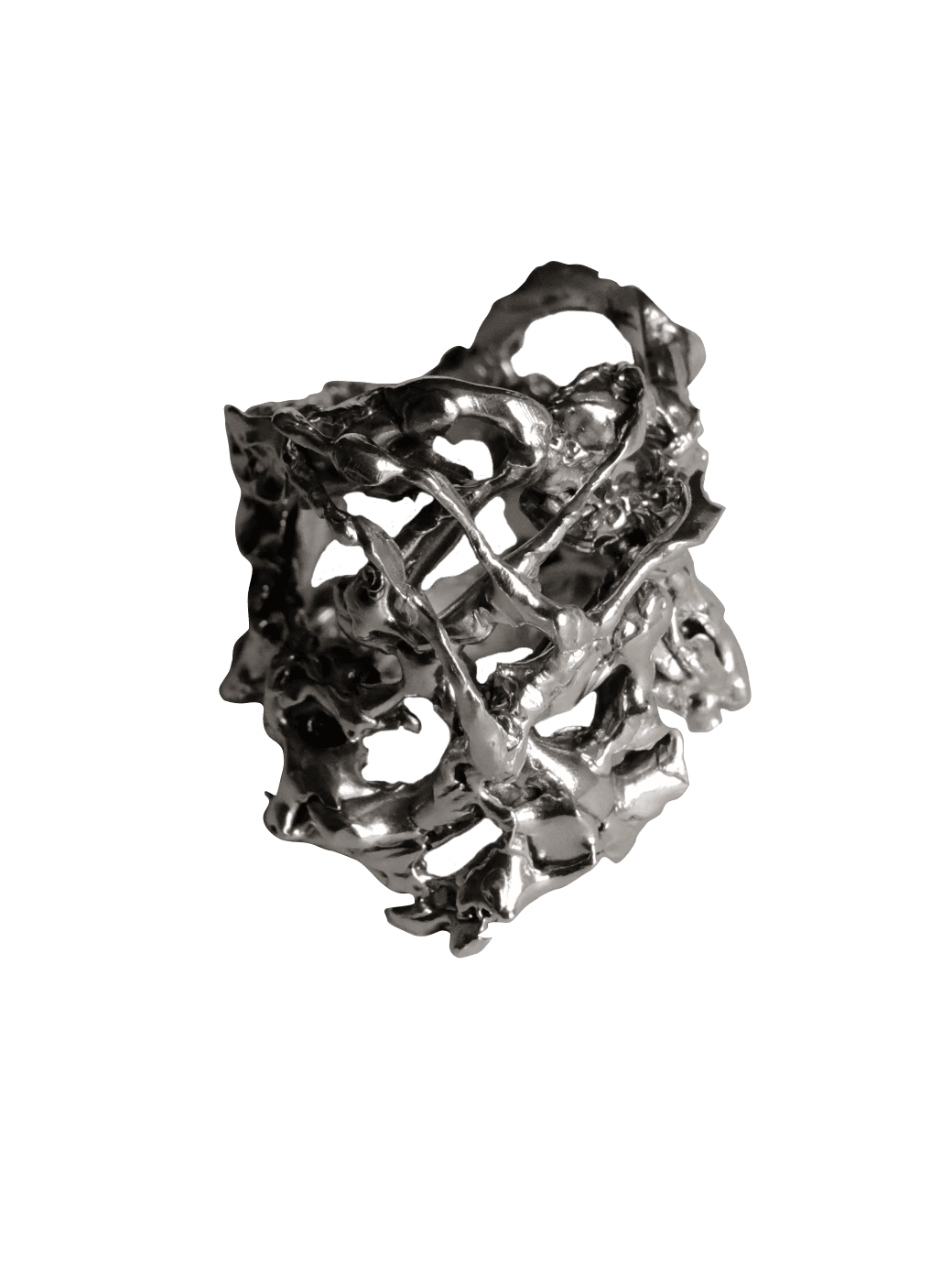 silver ring with uneven surface