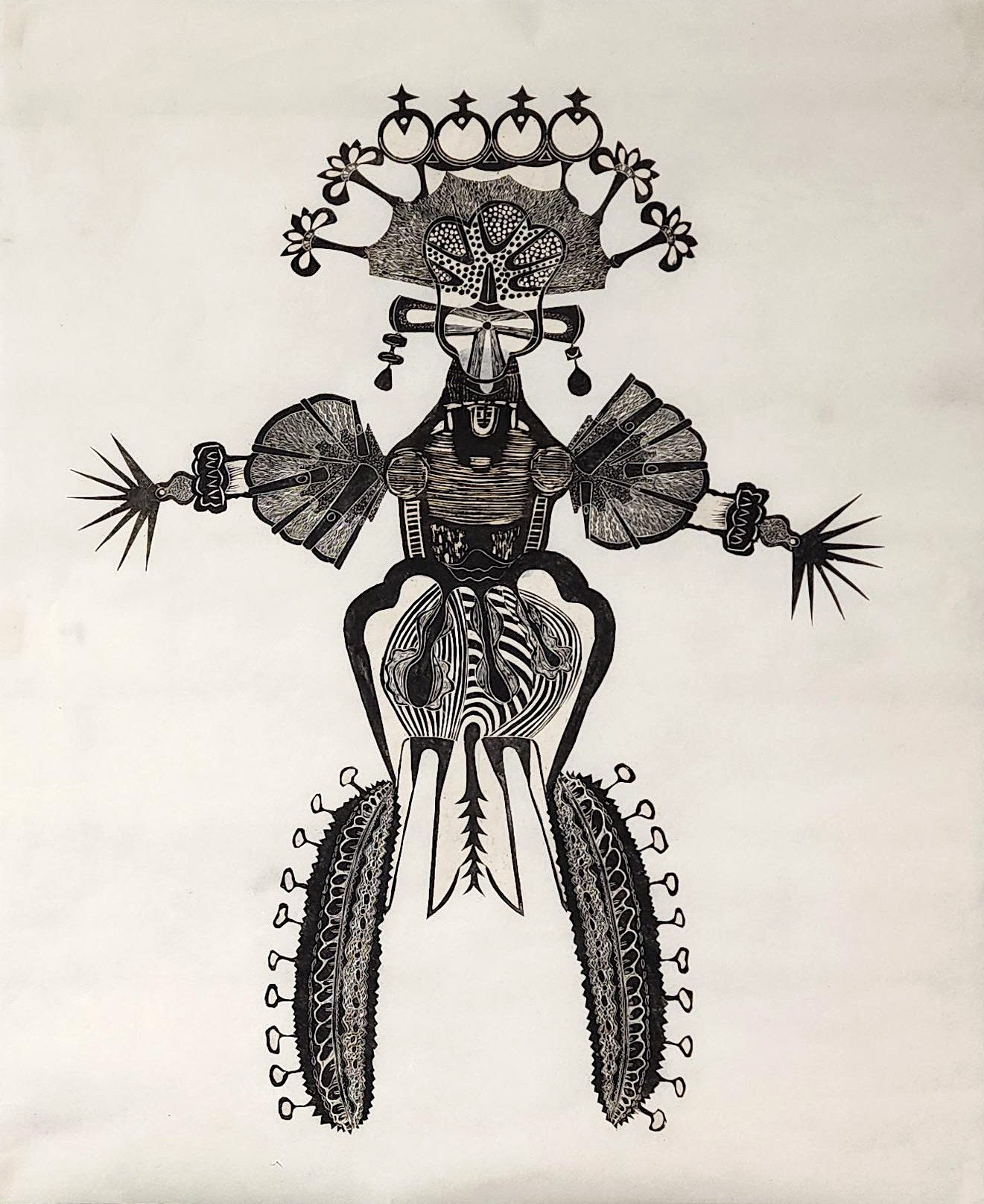 herd of sheep on road painting