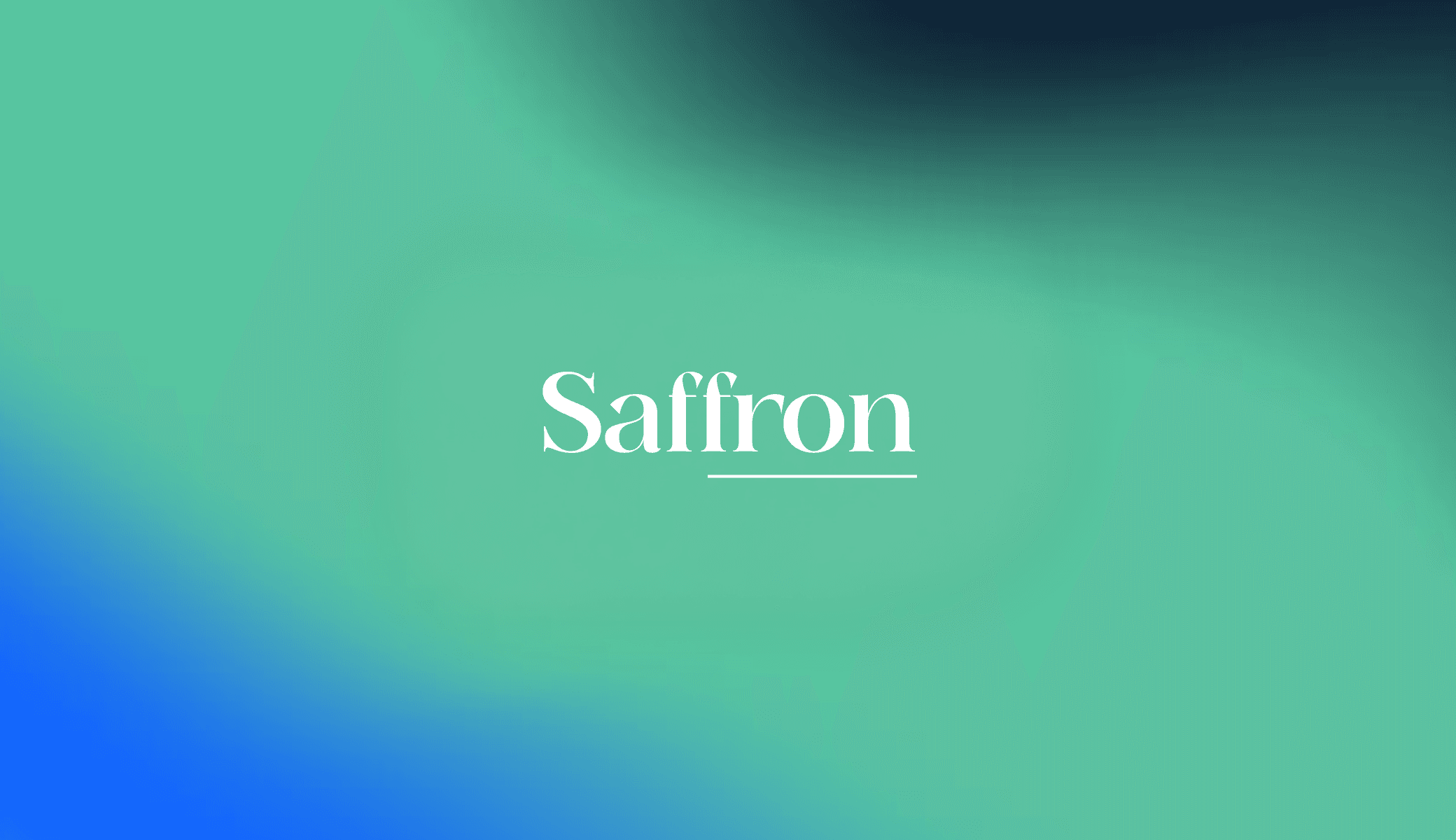  Logo for Saffron displayed on a blue and green background.