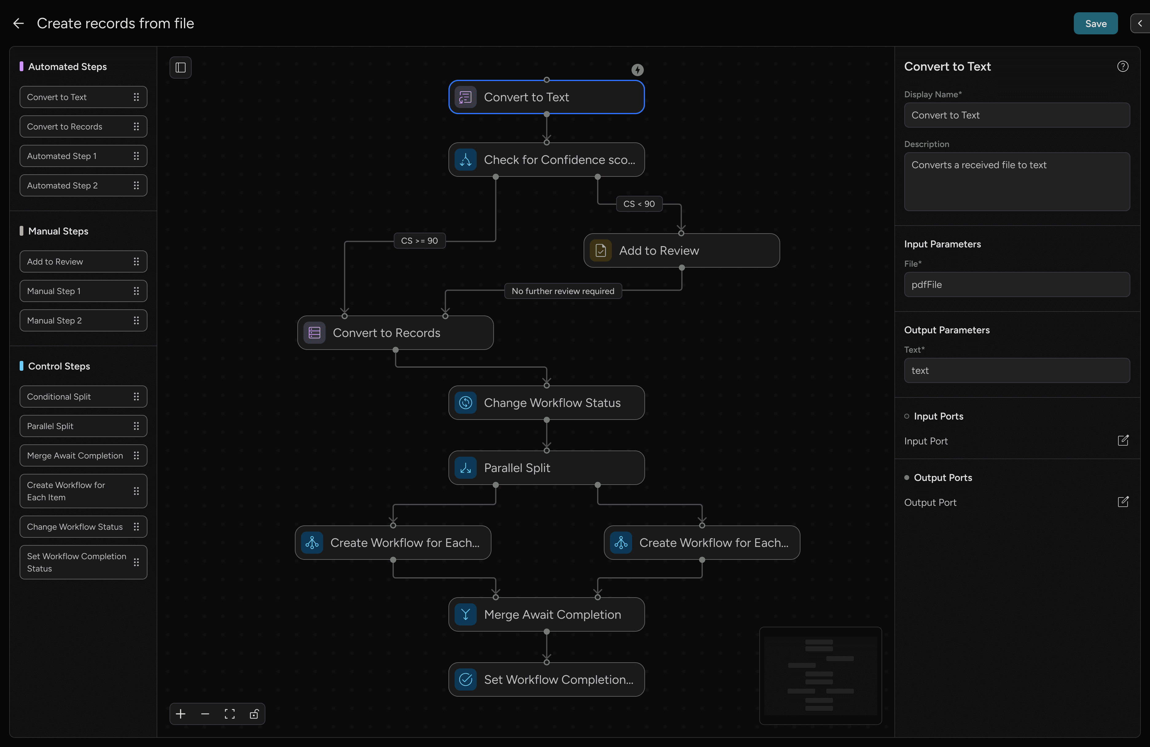 Grid view showing ongoing step with mixed sub-task statuses