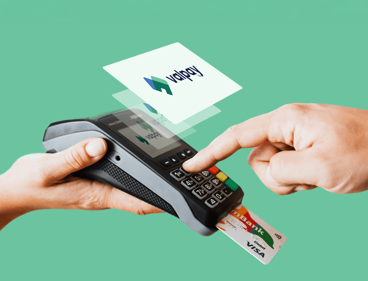 Someone introducing a PIN for payments in a Valpay terminal 