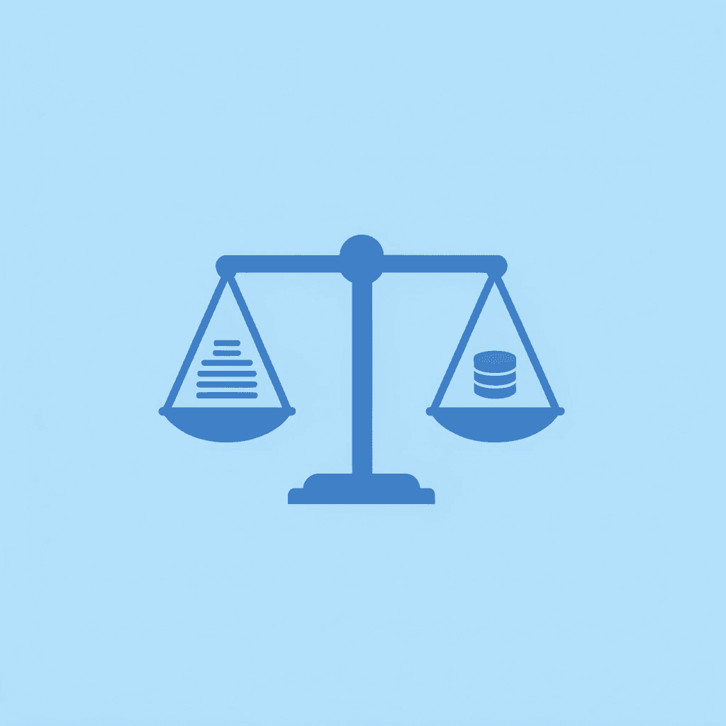 Balance scale comparing fabric selection on one side with print clarity, durability, and color brightness on the other