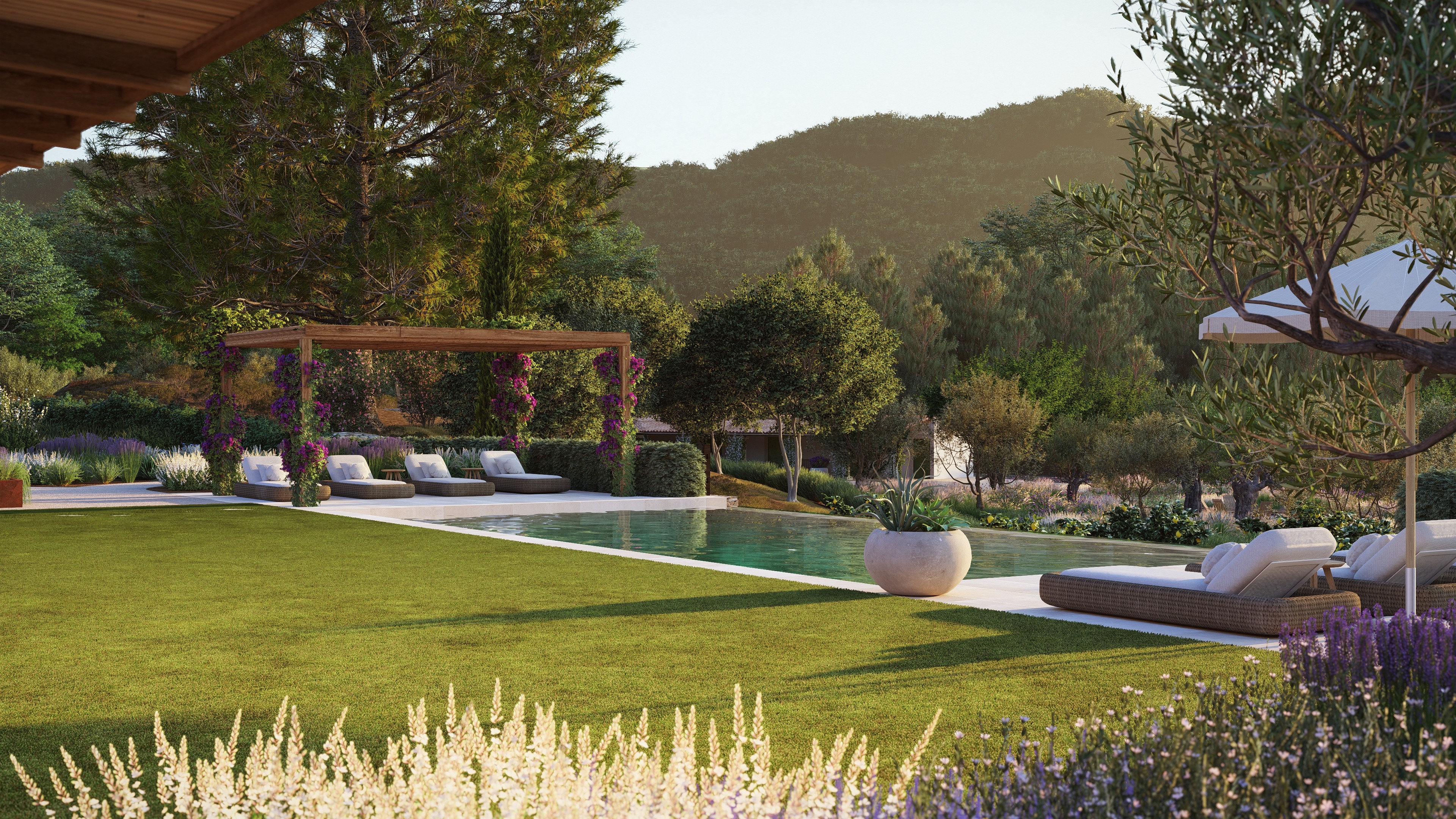 Waveform Glow_ A Red-Lit Modern Interior