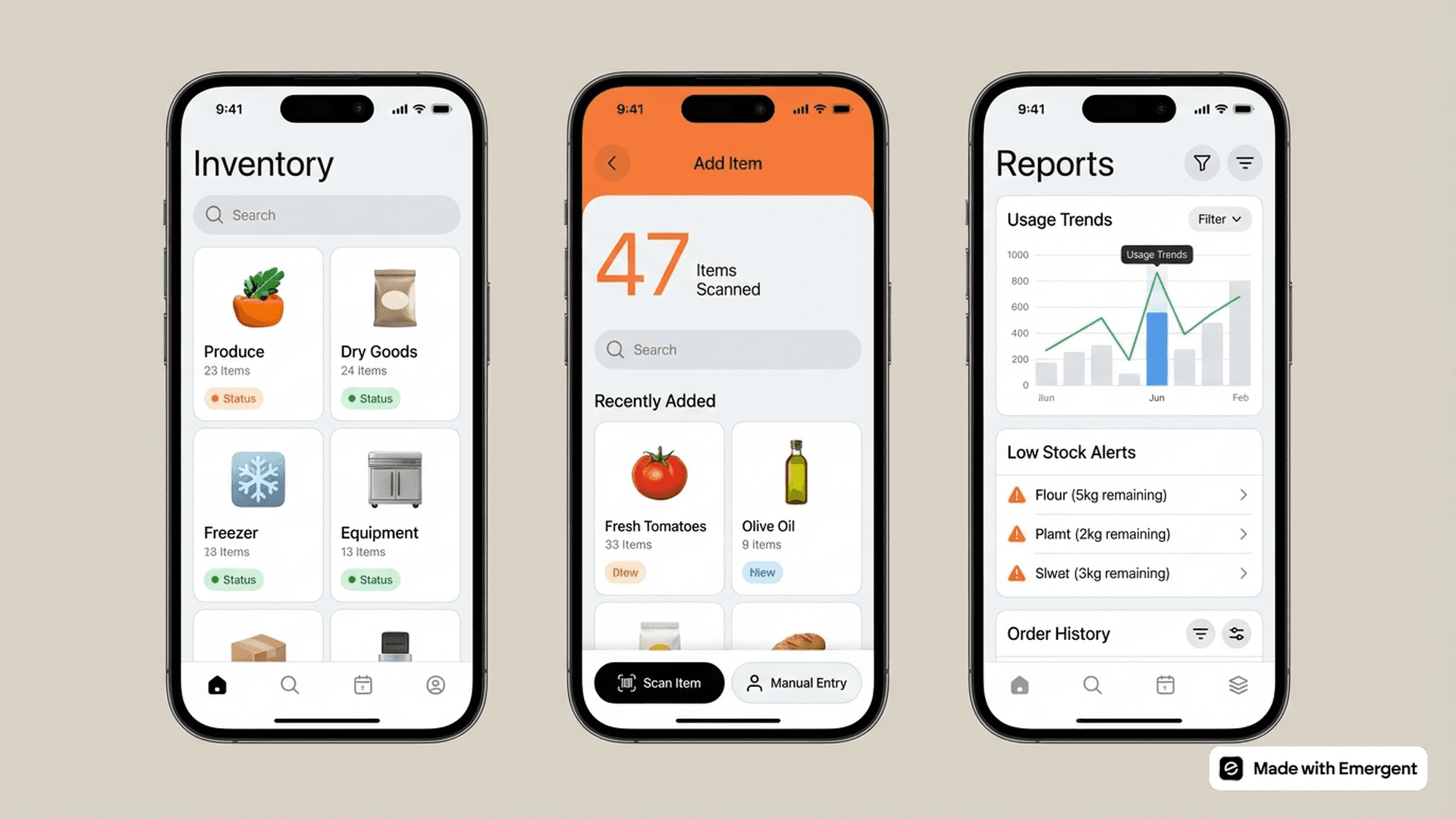 Commercial Kitchen Inventory App Made With Emergent
