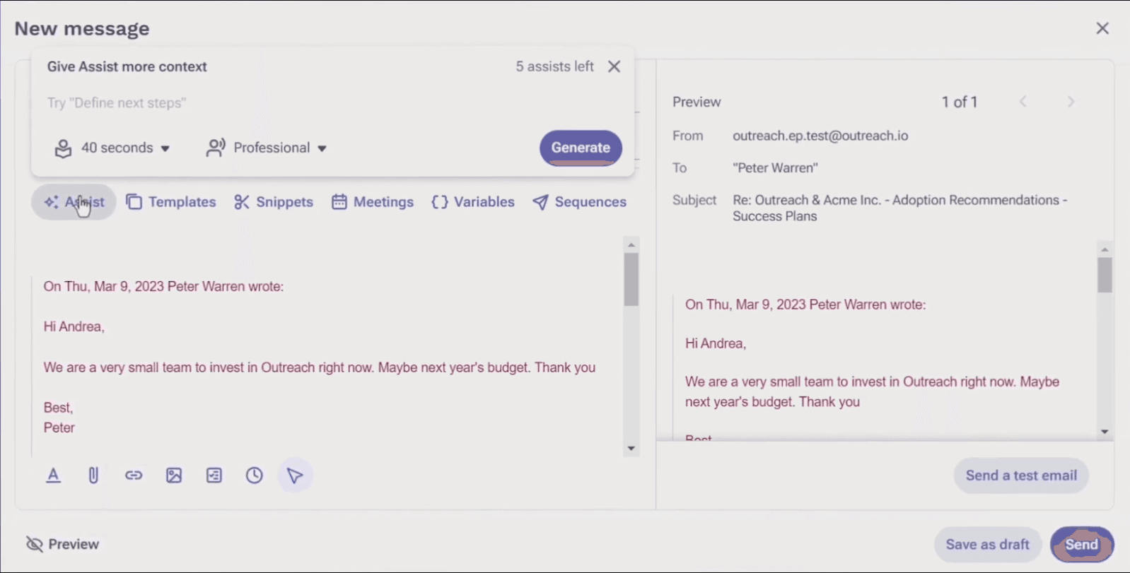 Outreach Customisability and Flexibility