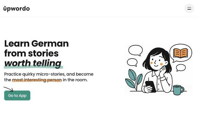 Learn German from Stories Worth Telling Upwordo app logo