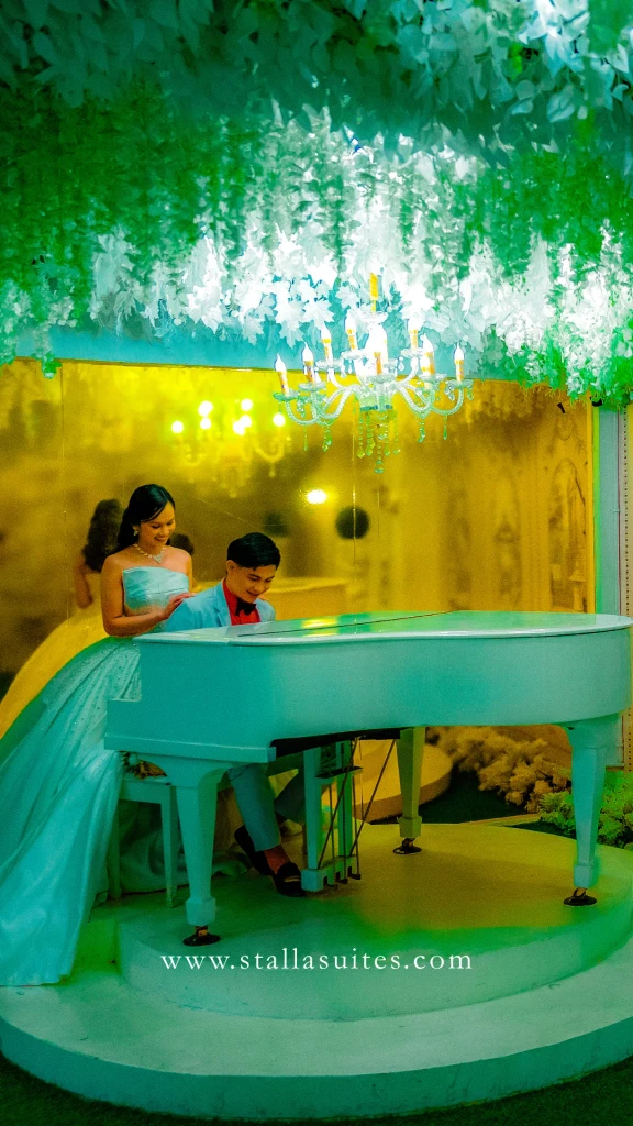 Guests at the white grand piano of Celestia Hall, Stalla Suites Events Place