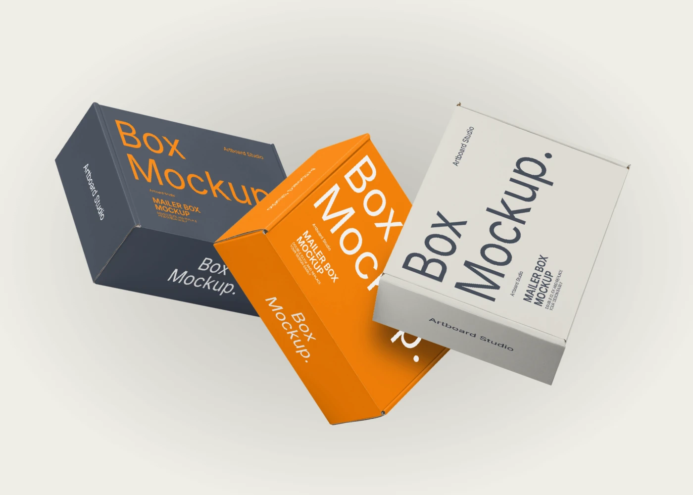 Mailer box mockups floating