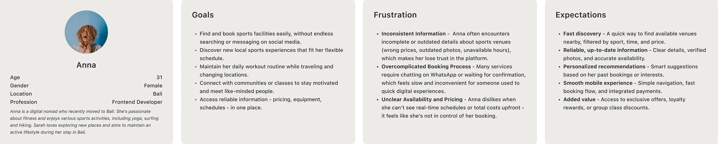 User persona representing a fitness app user