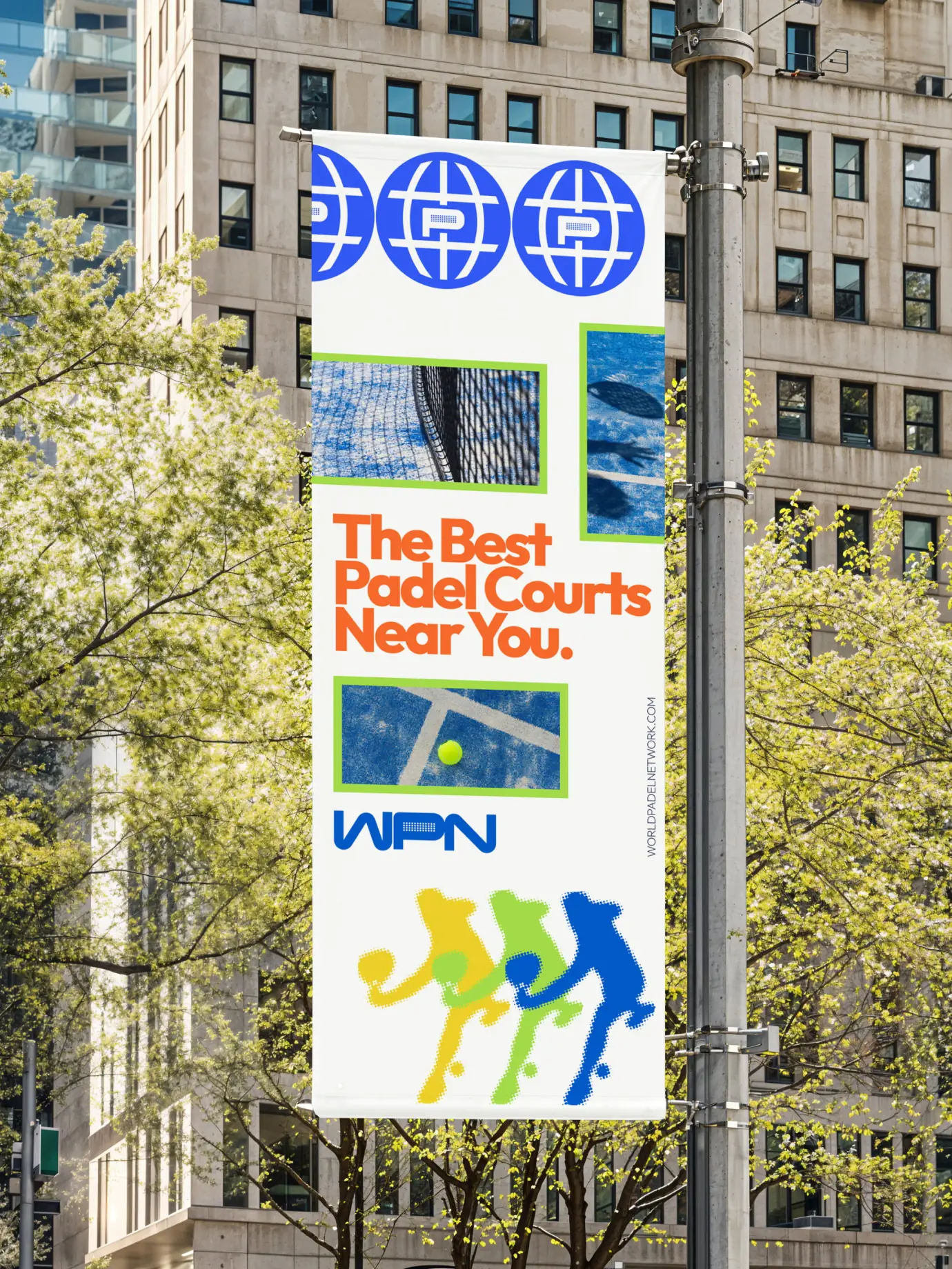 World Padel Network — City poster featuring WPN athlete silhouettes and brand elements — Out-of-home advertising