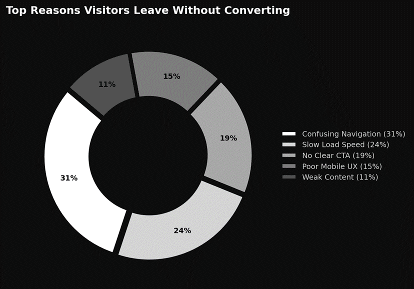 Reasons why visitors leave without converting 