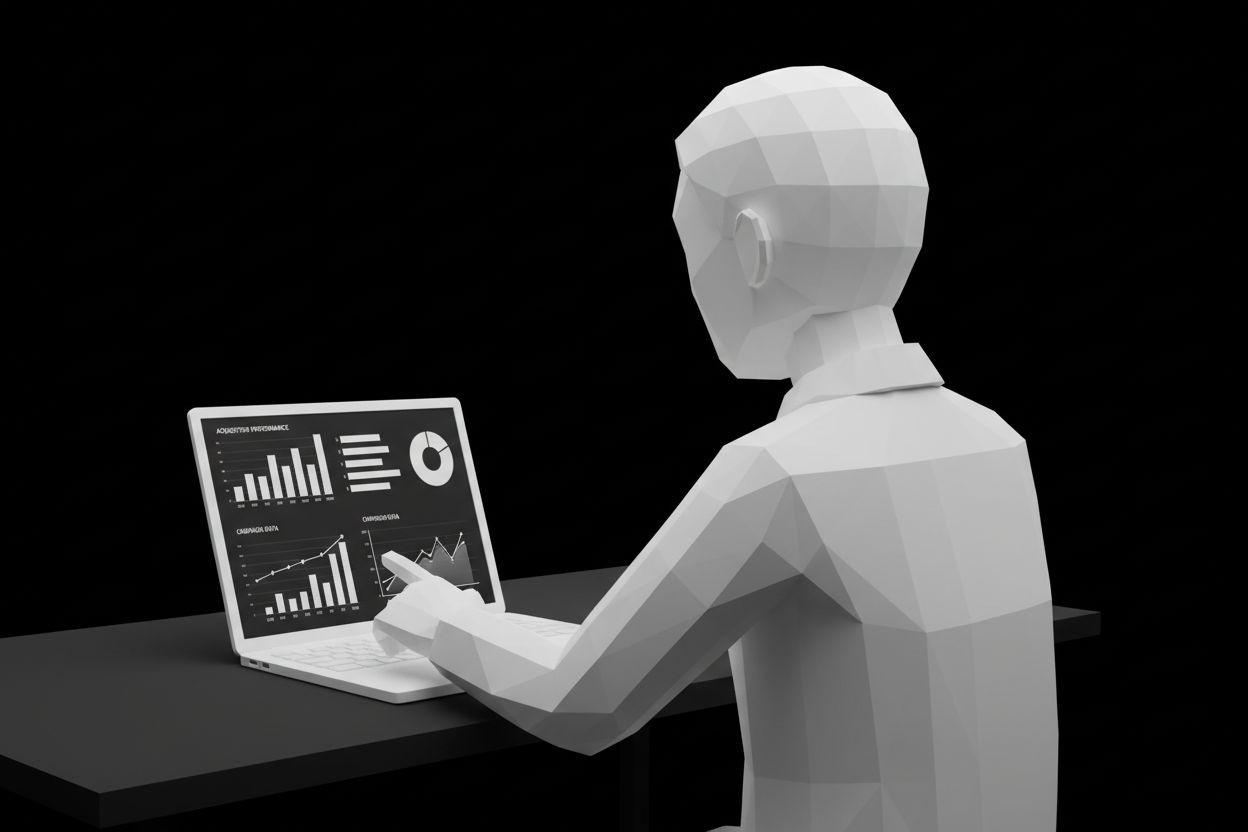 Marketing manager reviewing acquisition dashboards